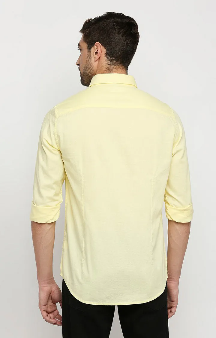 Spykar Men Yellow Cotton Regular Fit Full Sleeve Casual Shirt