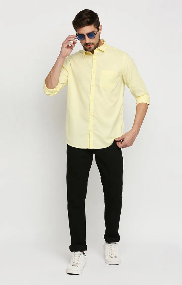 Spykar Men Yellow Cotton Regular Fit Full Sleeve Casual Shirt