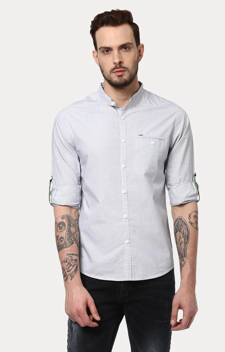 Spykar Men'S White Cotton Checked Casual Shirts