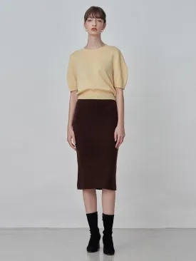 Straight Midi Skirt_Brown