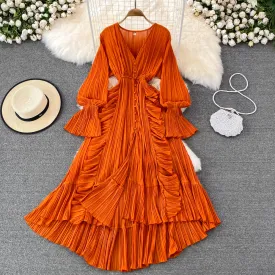 Stylish v neck long sleeve dress A line fashion dress    S238