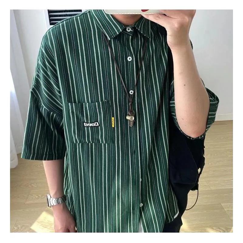 Trendy Loose Fit Stripe Casual Short Sleeve Shirt