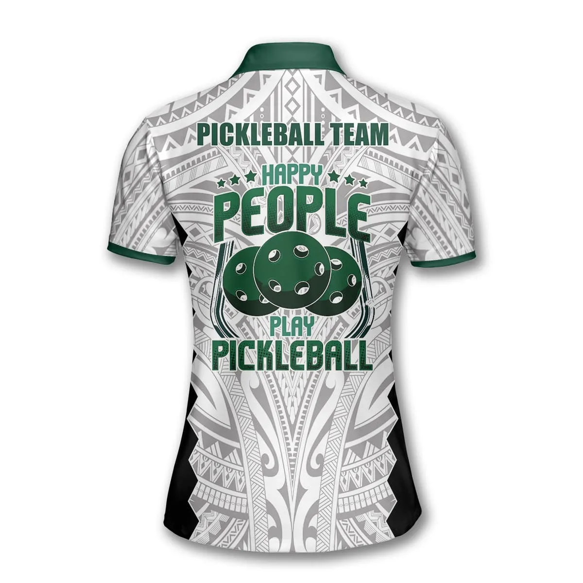 Tribal Happy People Play Pickleball Polo Shirts For Women