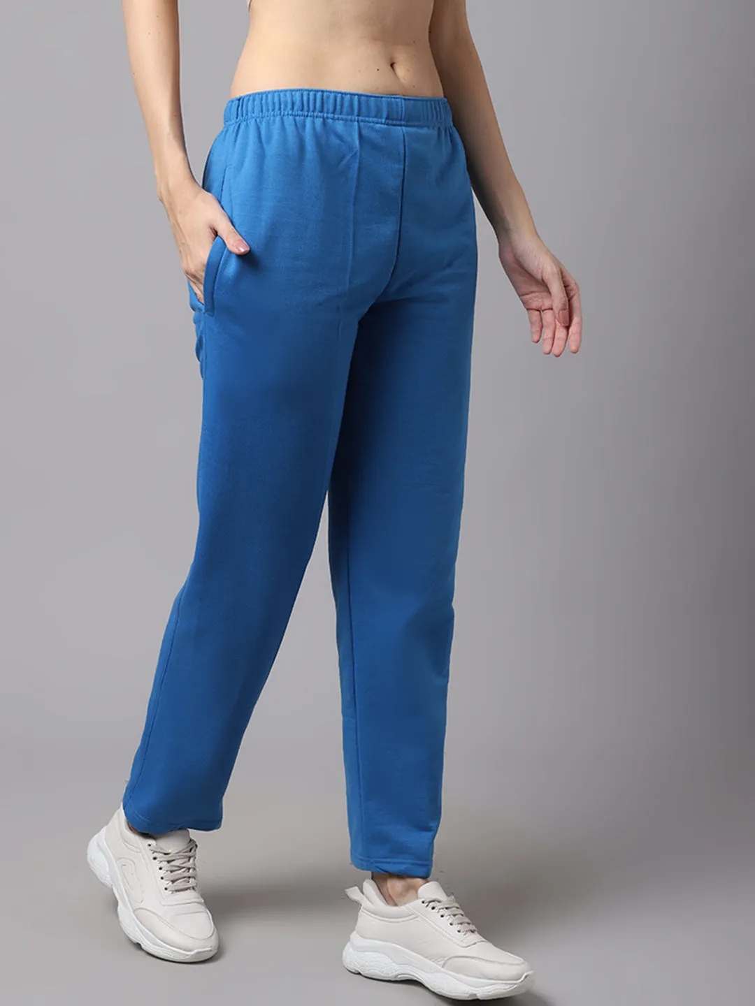 Vimal Jonney Fleece Regular-Fit Blue Trackpant for Women