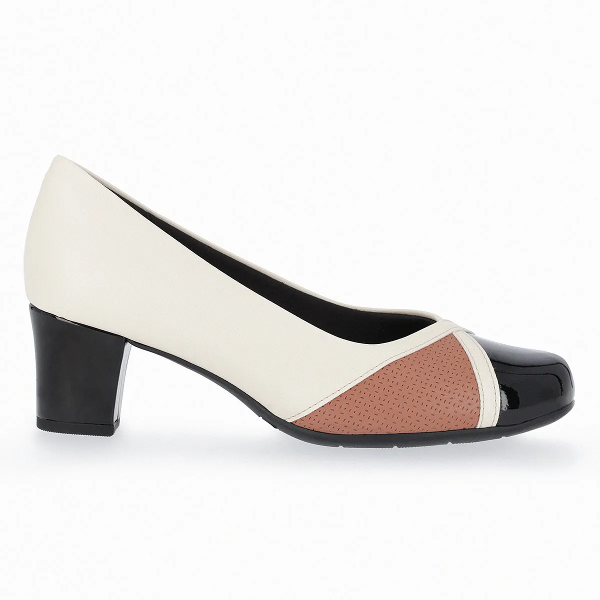 White & Black Patent Pumps for Women (110.137)