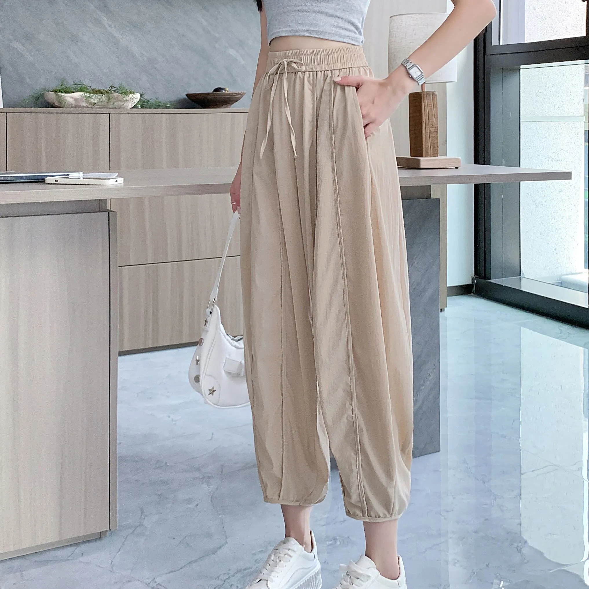 Wide Leg Slimming High-Waisted Loose Fit Thickness Casual Tapered Pants