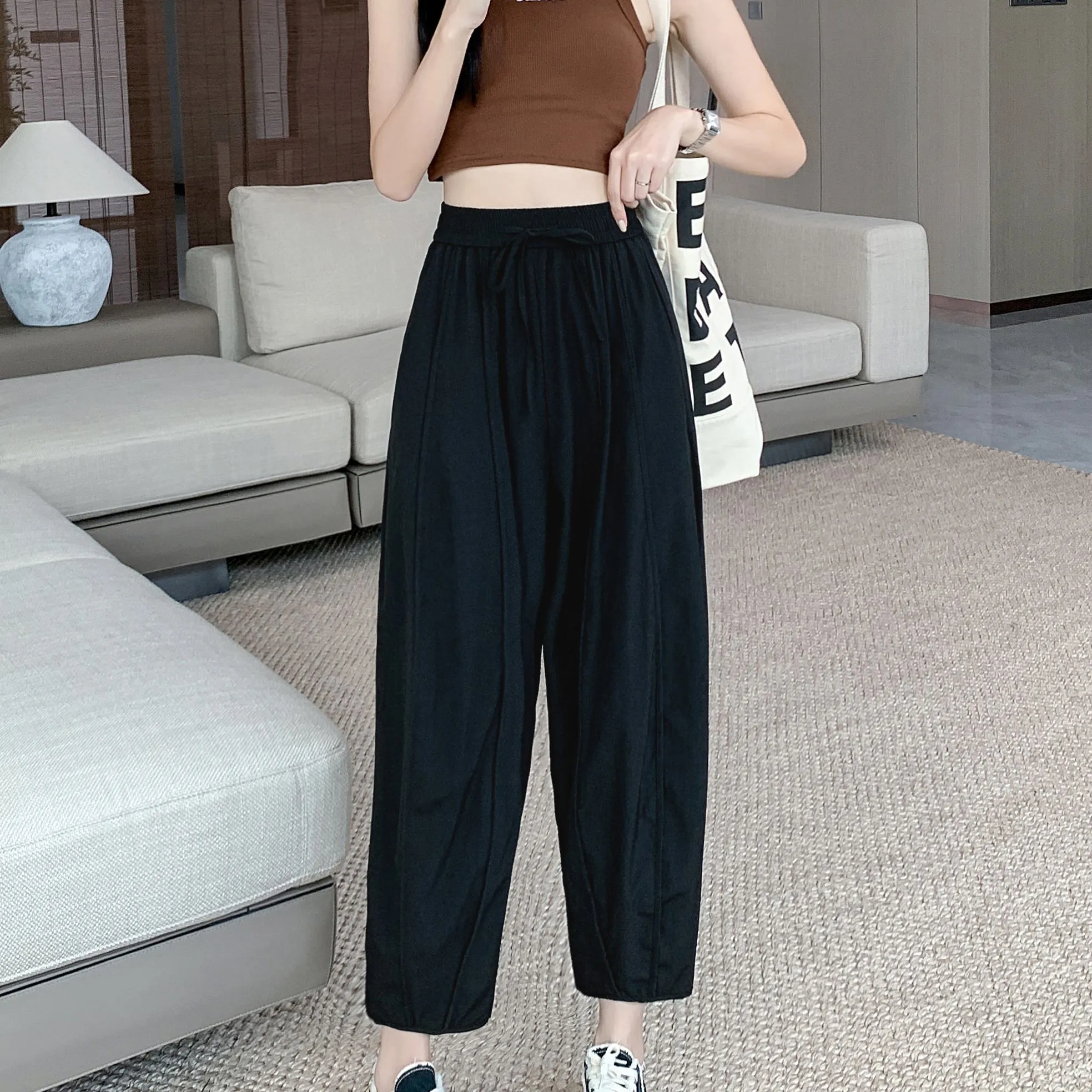 Wide Leg Slimming High-Waisted Loose Fit Thickness Casual Tapered Pants