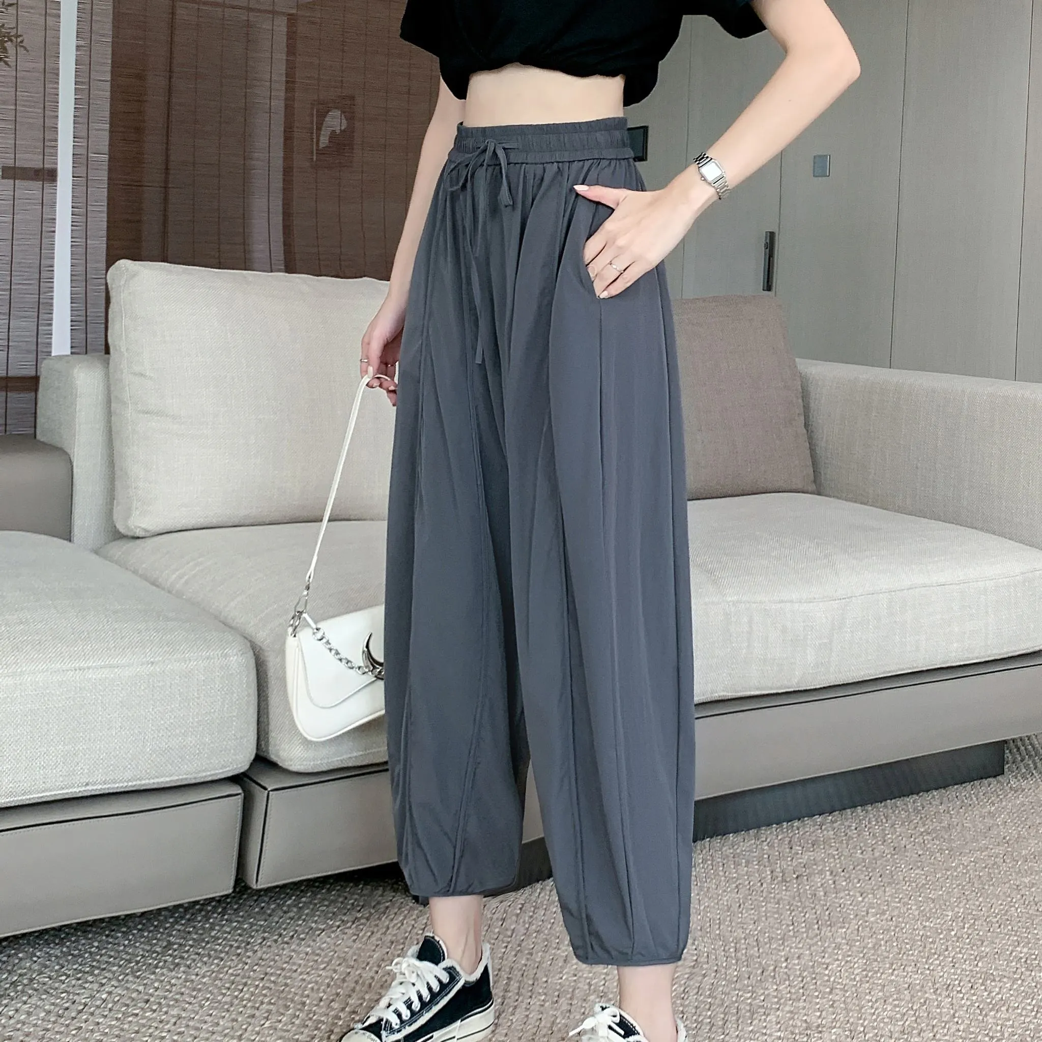 Wide Leg Slimming High-Waisted Loose Fit Thickness Casual Tapered Pants