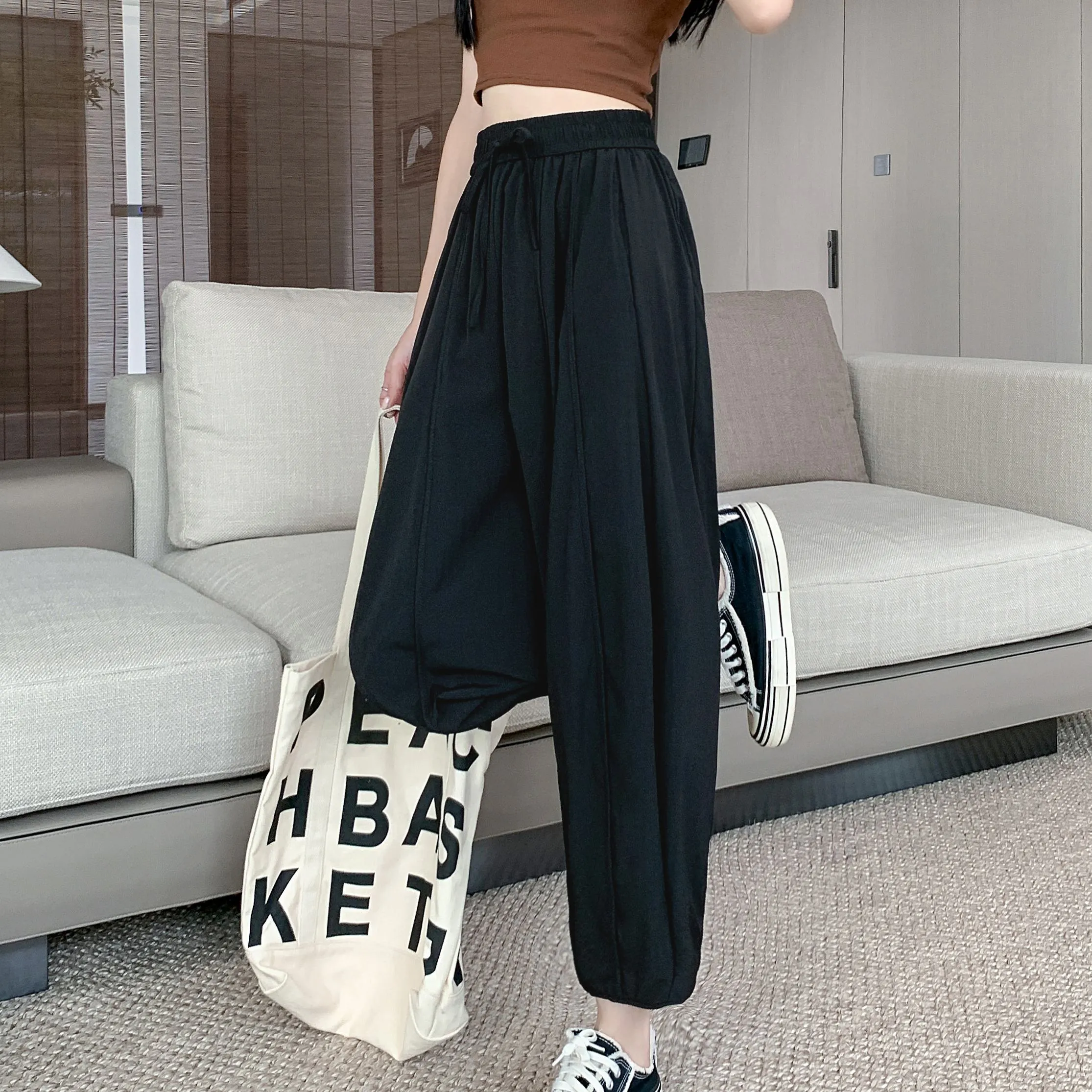 Wide Leg Slimming High-Waisted Loose Fit Thickness Casual Tapered Pants