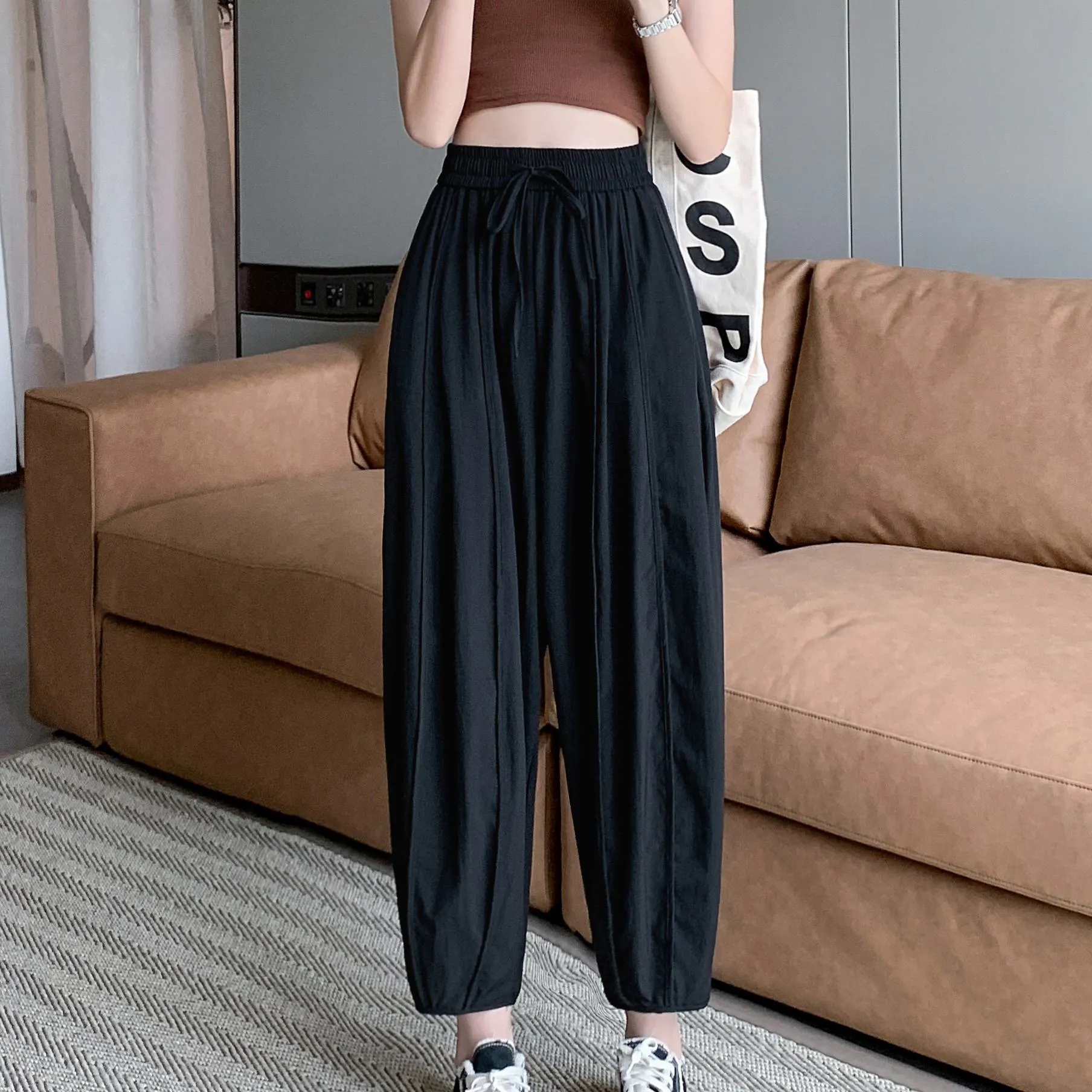 Wide Leg Slimming High-Waisted Loose Fit Thickness Casual Tapered Pants