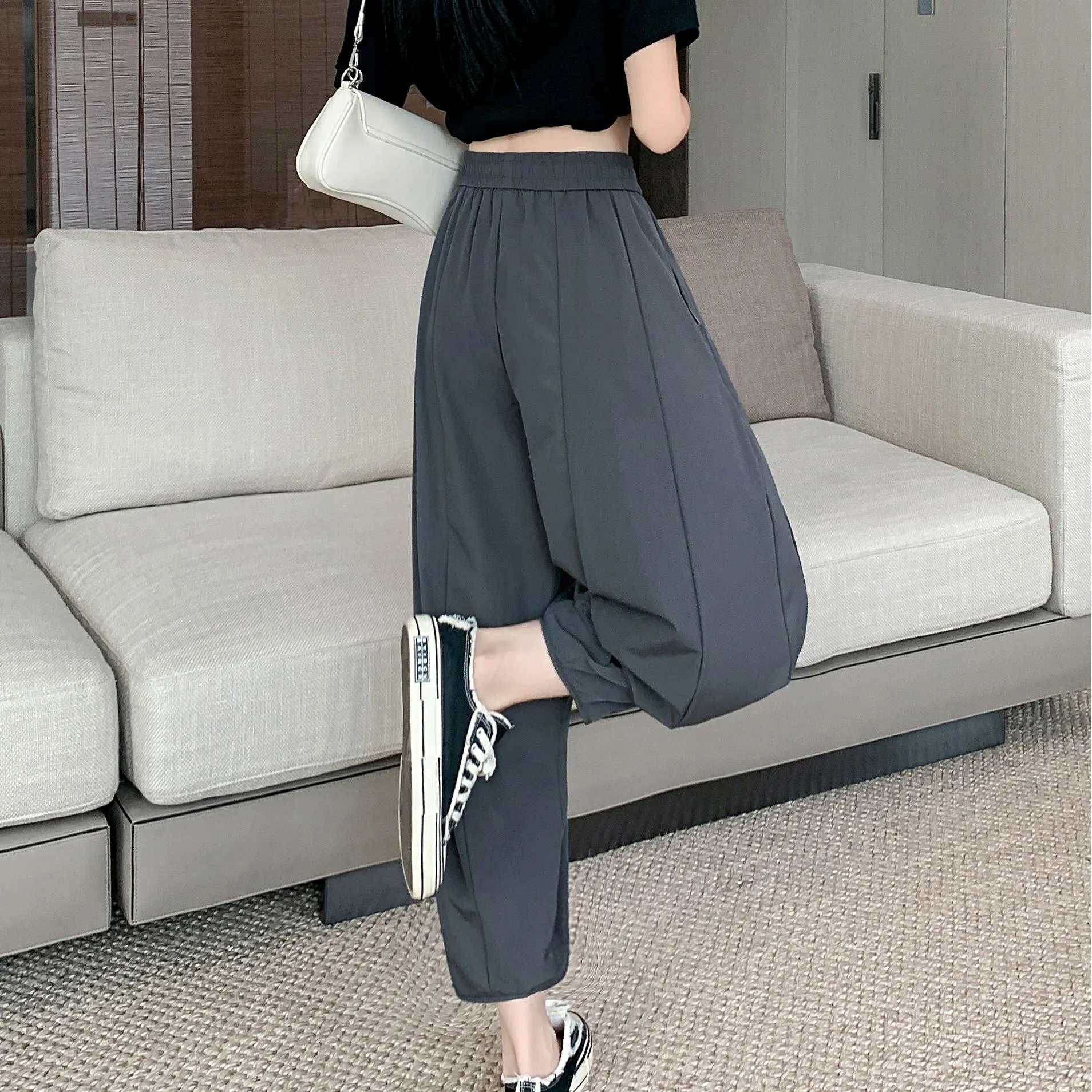 Wide Leg Slimming High-Waisted Loose Fit Thickness Casual Tapered Pants