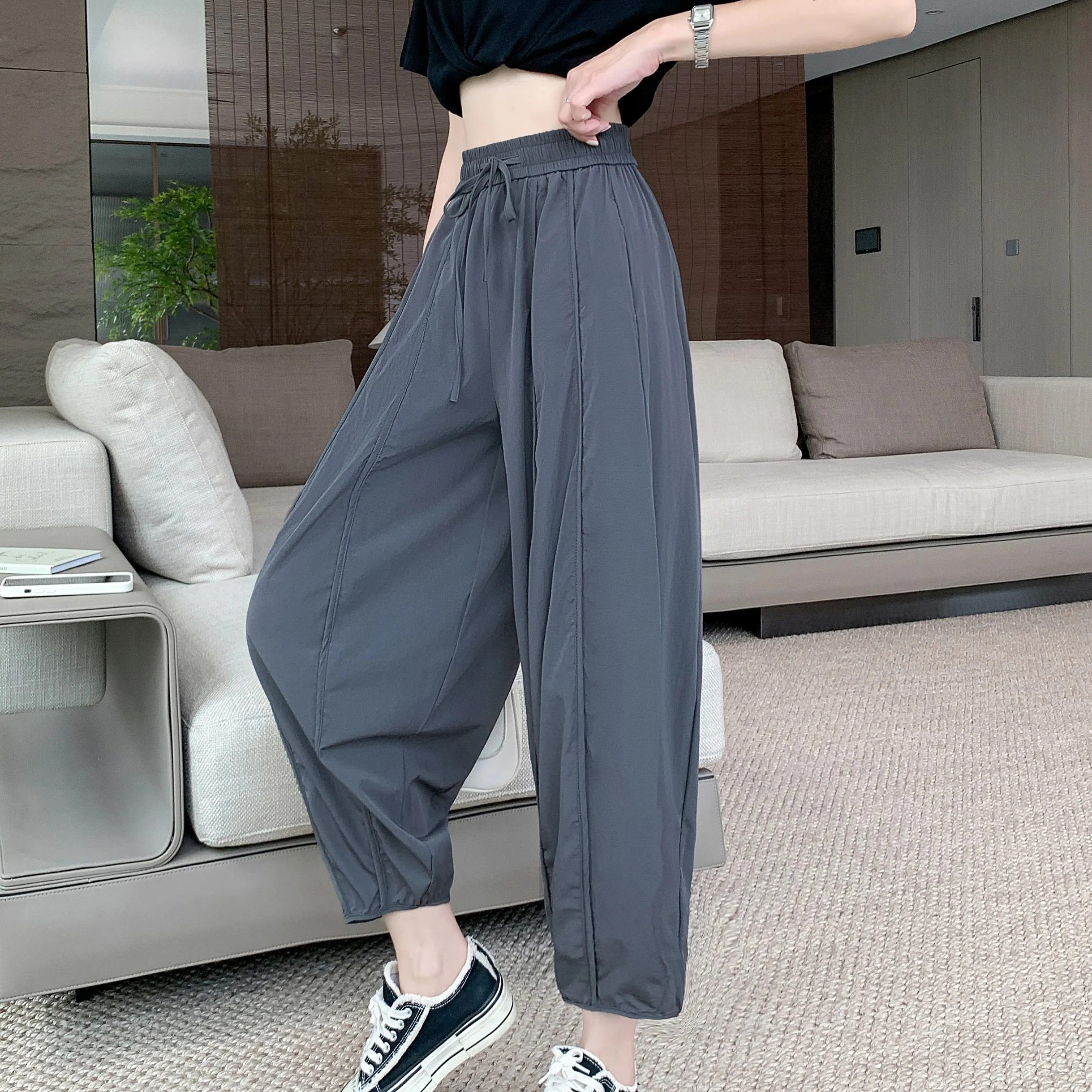 Wide Leg Slimming High-Waisted Loose Fit Thickness Casual Tapered Pants