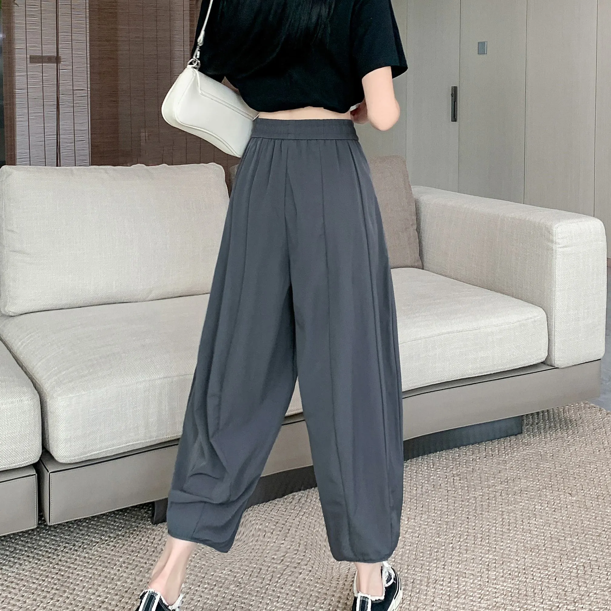 Wide Leg Slimming High-Waisted Loose Fit Thickness Casual Tapered Pants