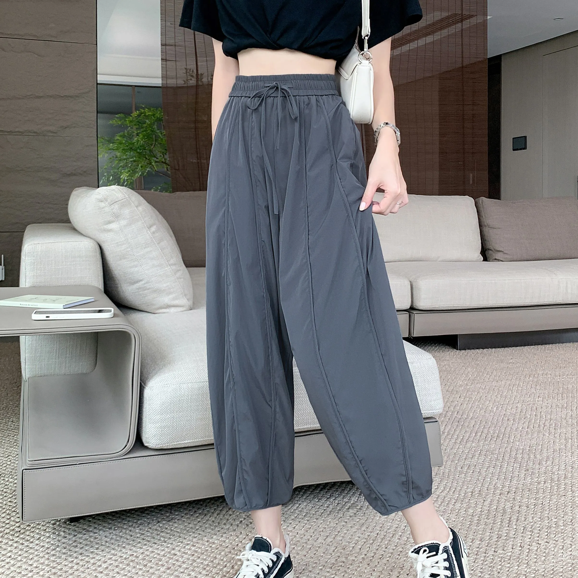 Wide Leg Slimming High-Waisted Loose Fit Thickness Casual Tapered Pants