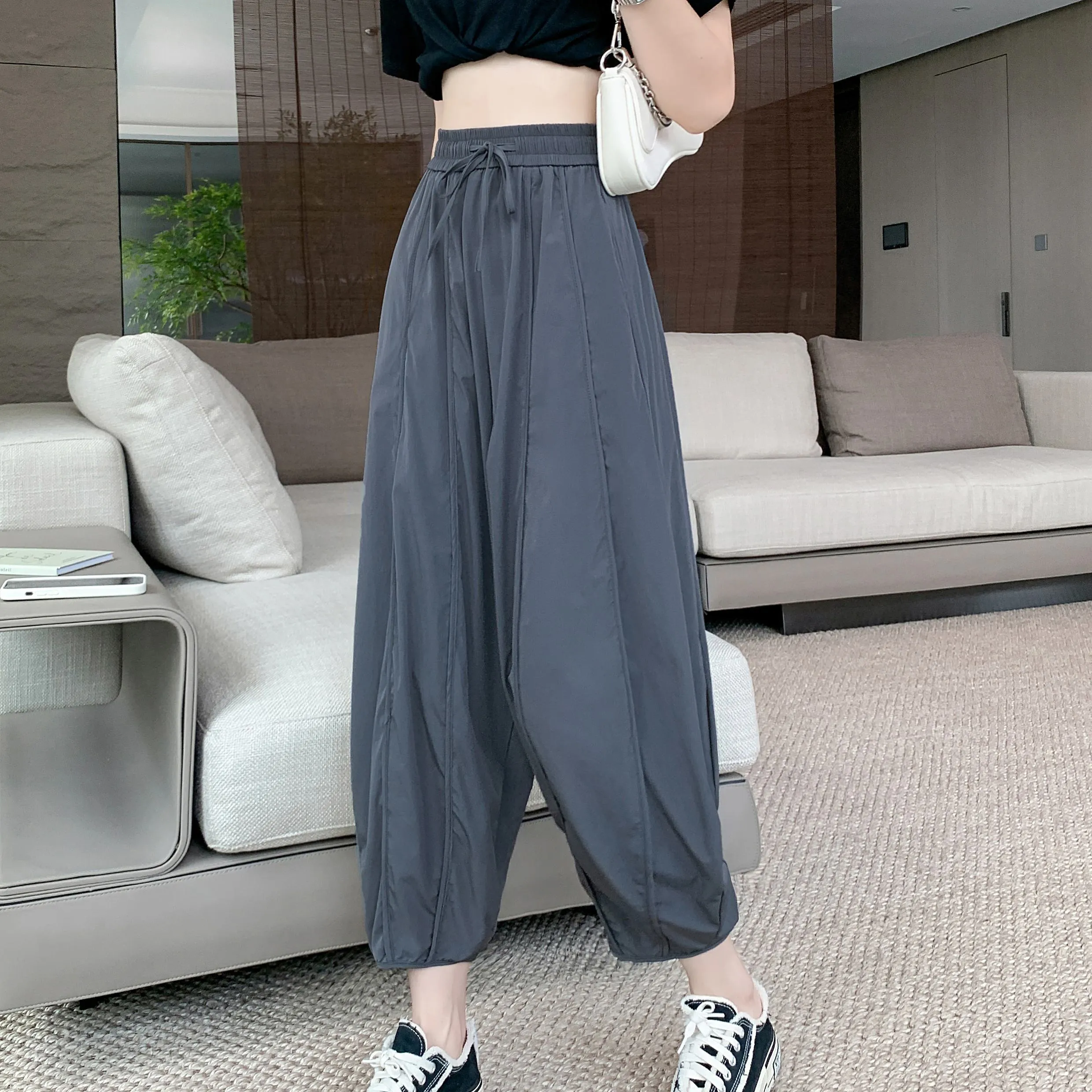 Wide Leg Slimming High-Waisted Loose Fit Thickness Casual Tapered Pants