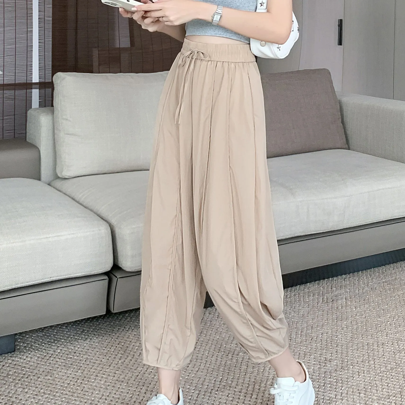 Wide Leg Slimming High-Waisted Loose Fit Thickness Casual Tapered Pants