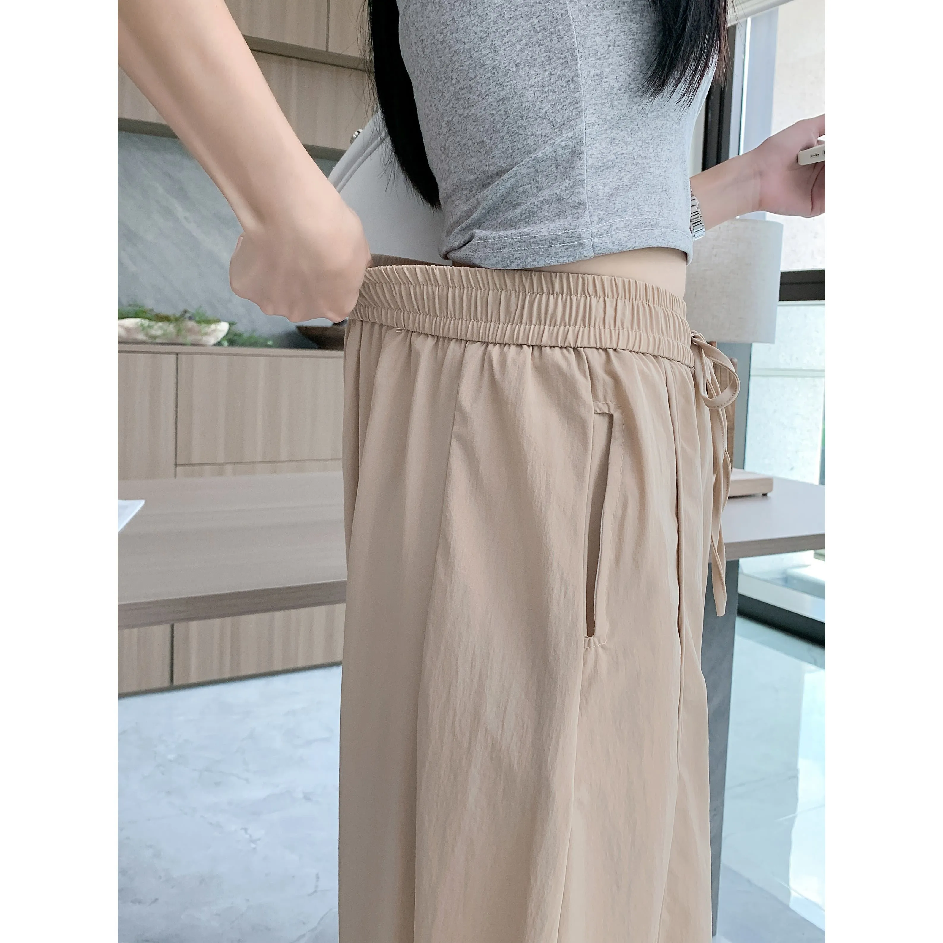 Wide Leg Slimming High-Waisted Loose Fit Thickness Casual Tapered Pants