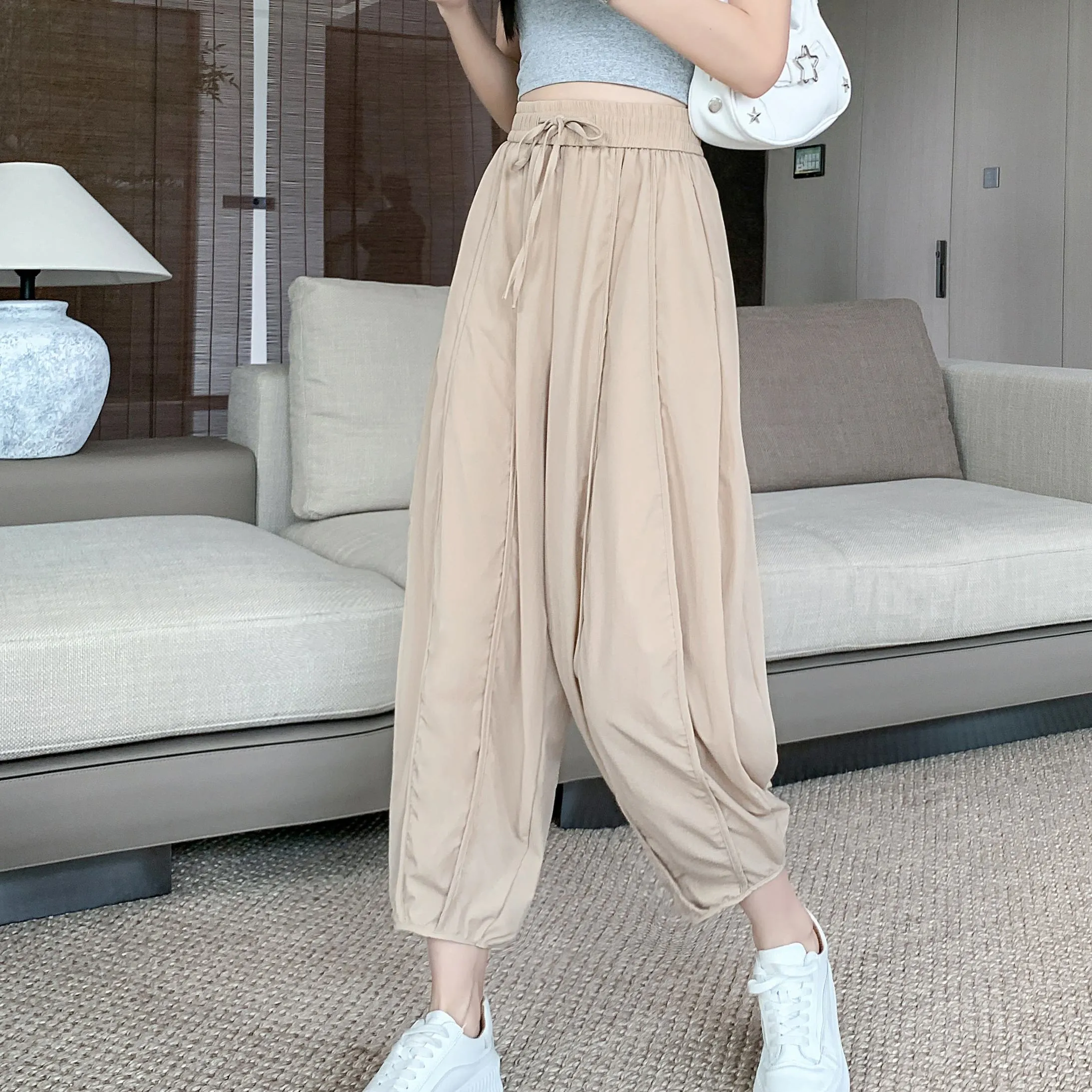 Wide Leg Slimming High-Waisted Loose Fit Thickness Casual Tapered Pants