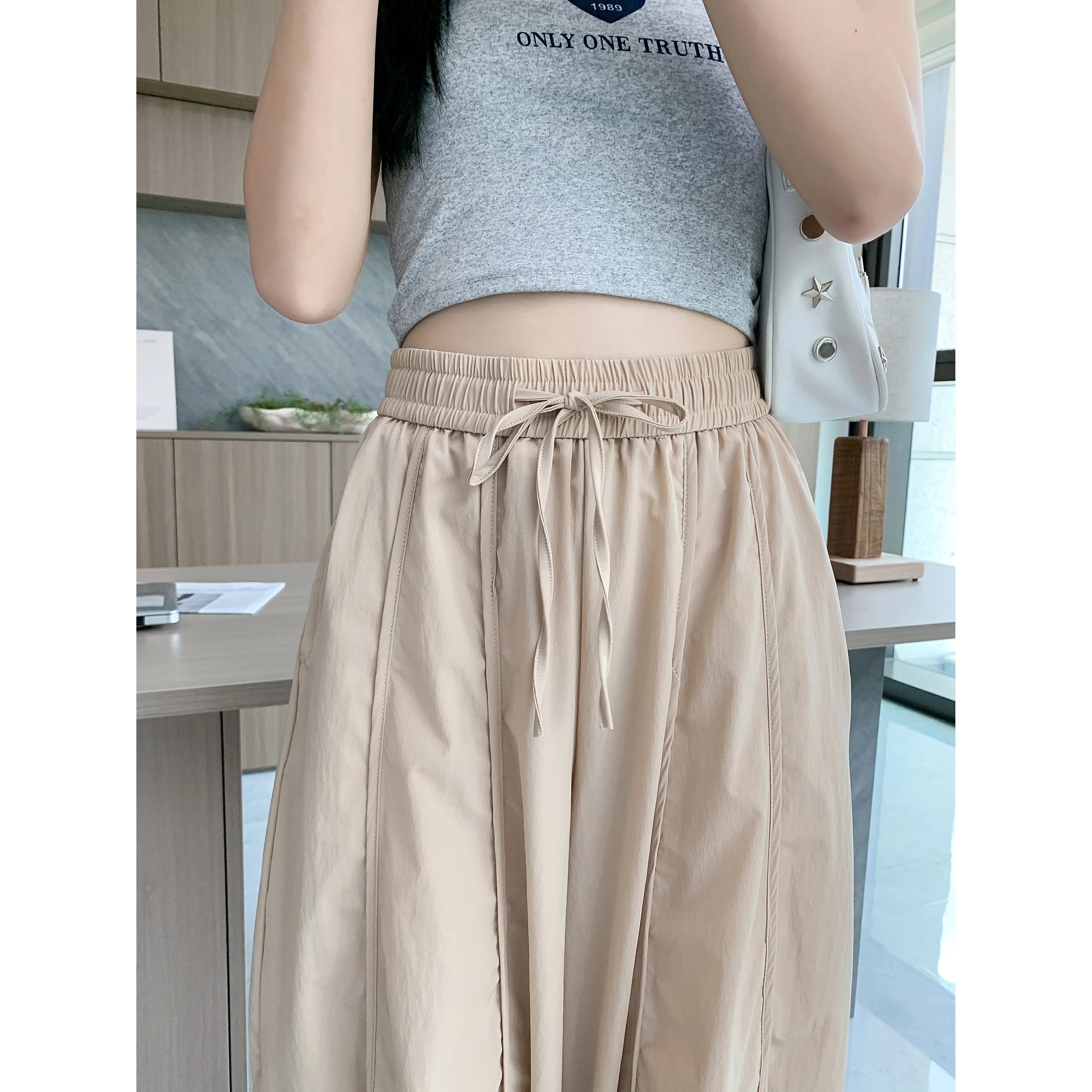 Wide Leg Slimming High-Waisted Loose Fit Thickness Casual Tapered Pants