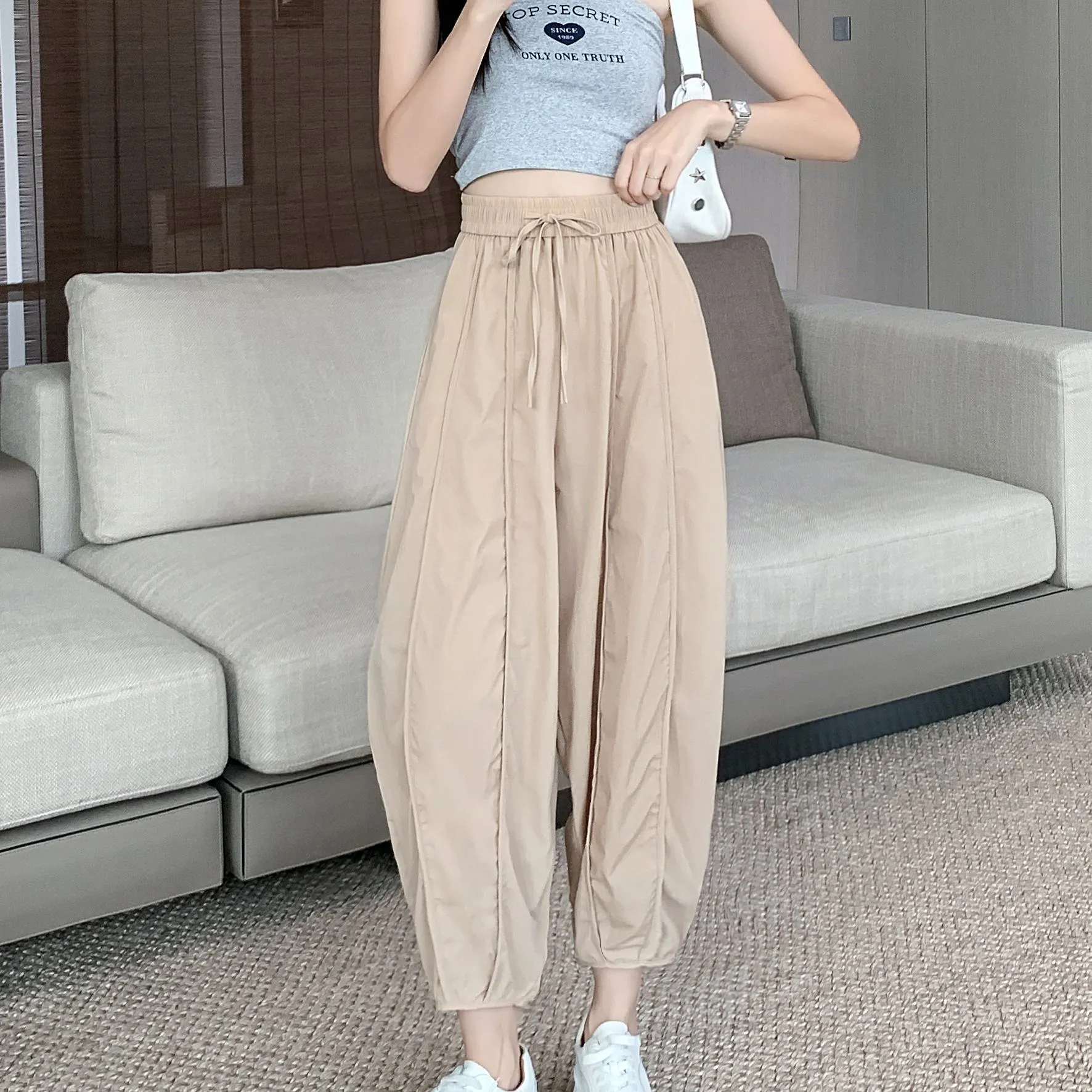 Wide Leg Slimming High-Waisted Loose Fit Thickness Casual Tapered Pants