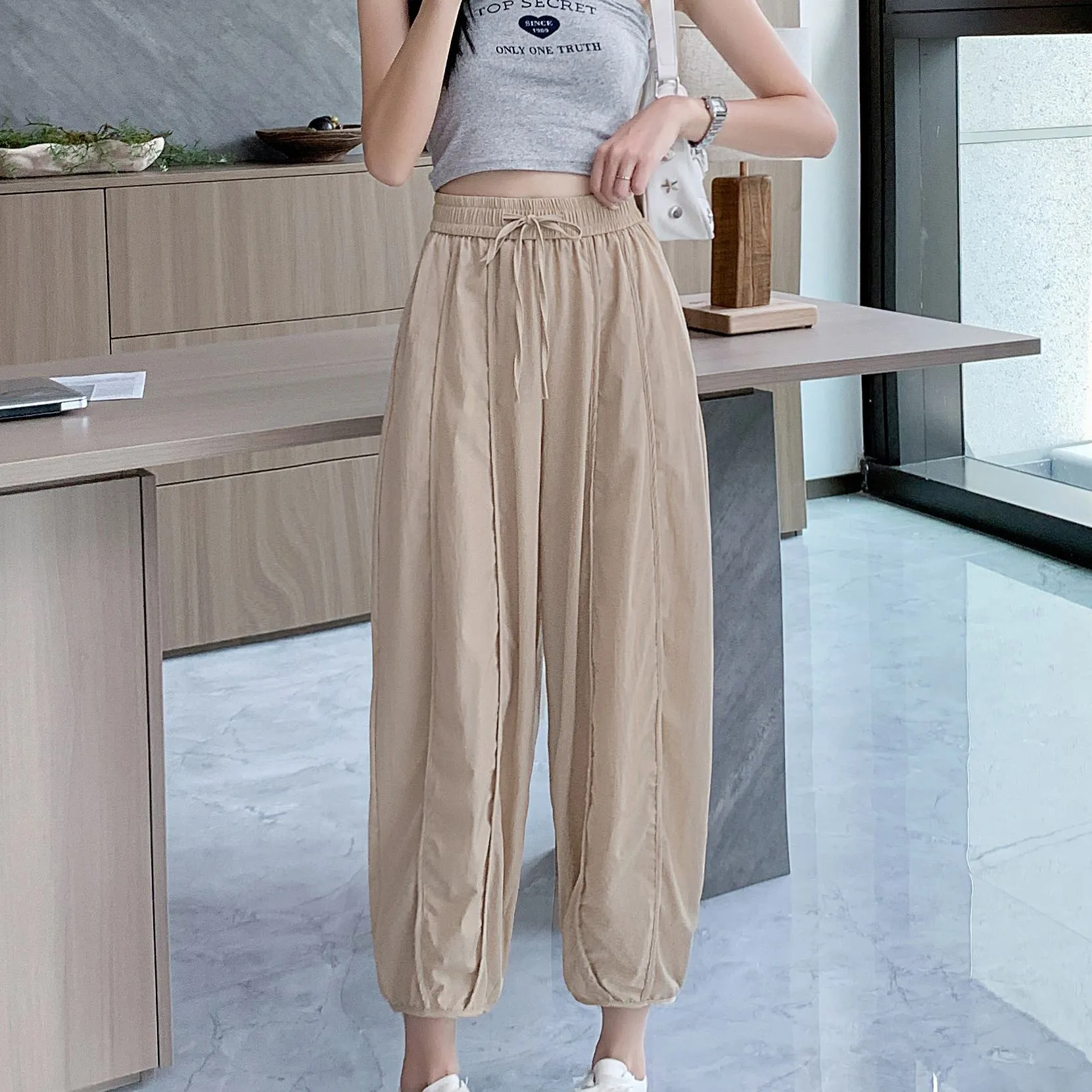 Wide Leg Slimming High-Waisted Loose Fit Thickness Casual Tapered Pants