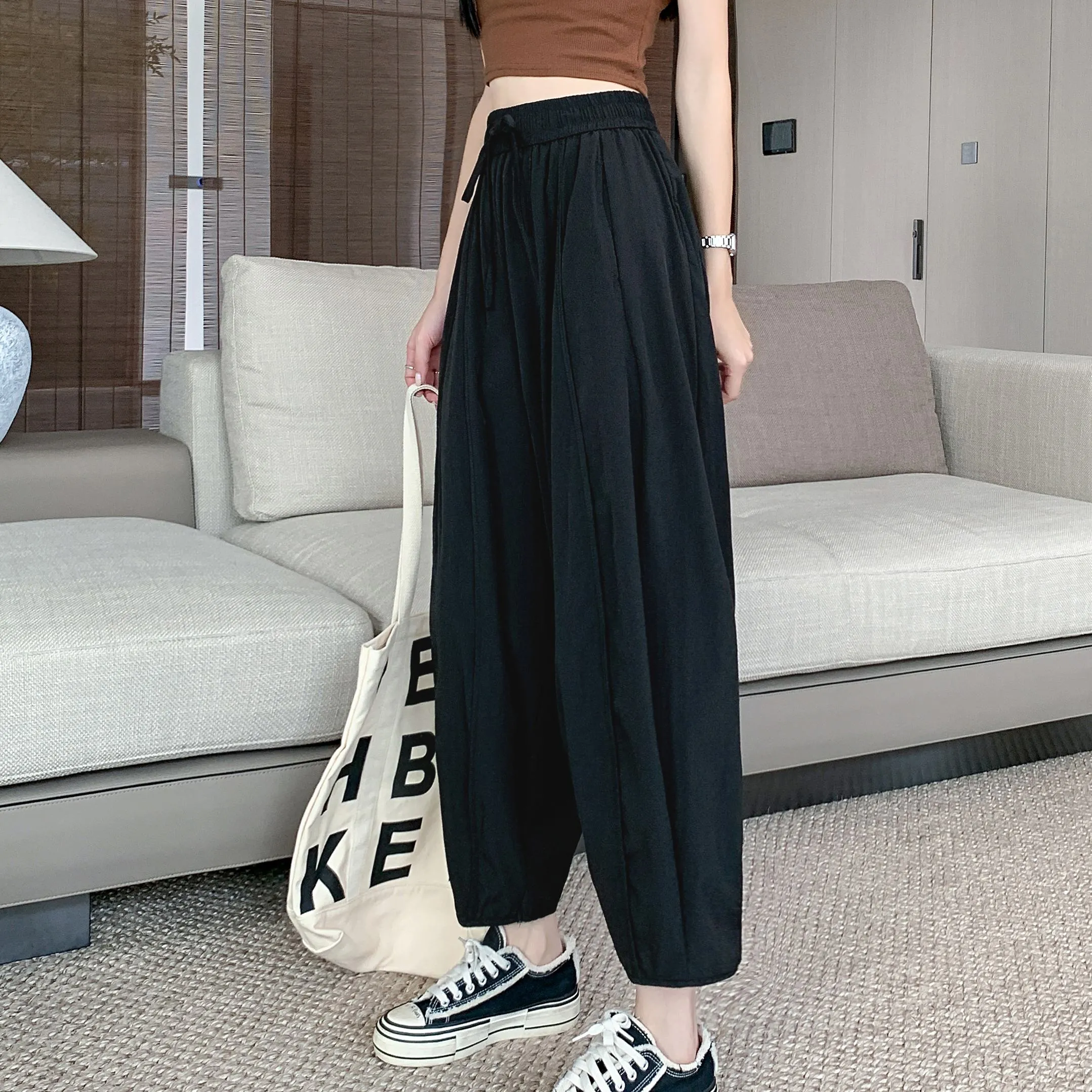 Wide Leg Slimming High-Waisted Loose Fit Thickness Casual Tapered Pants