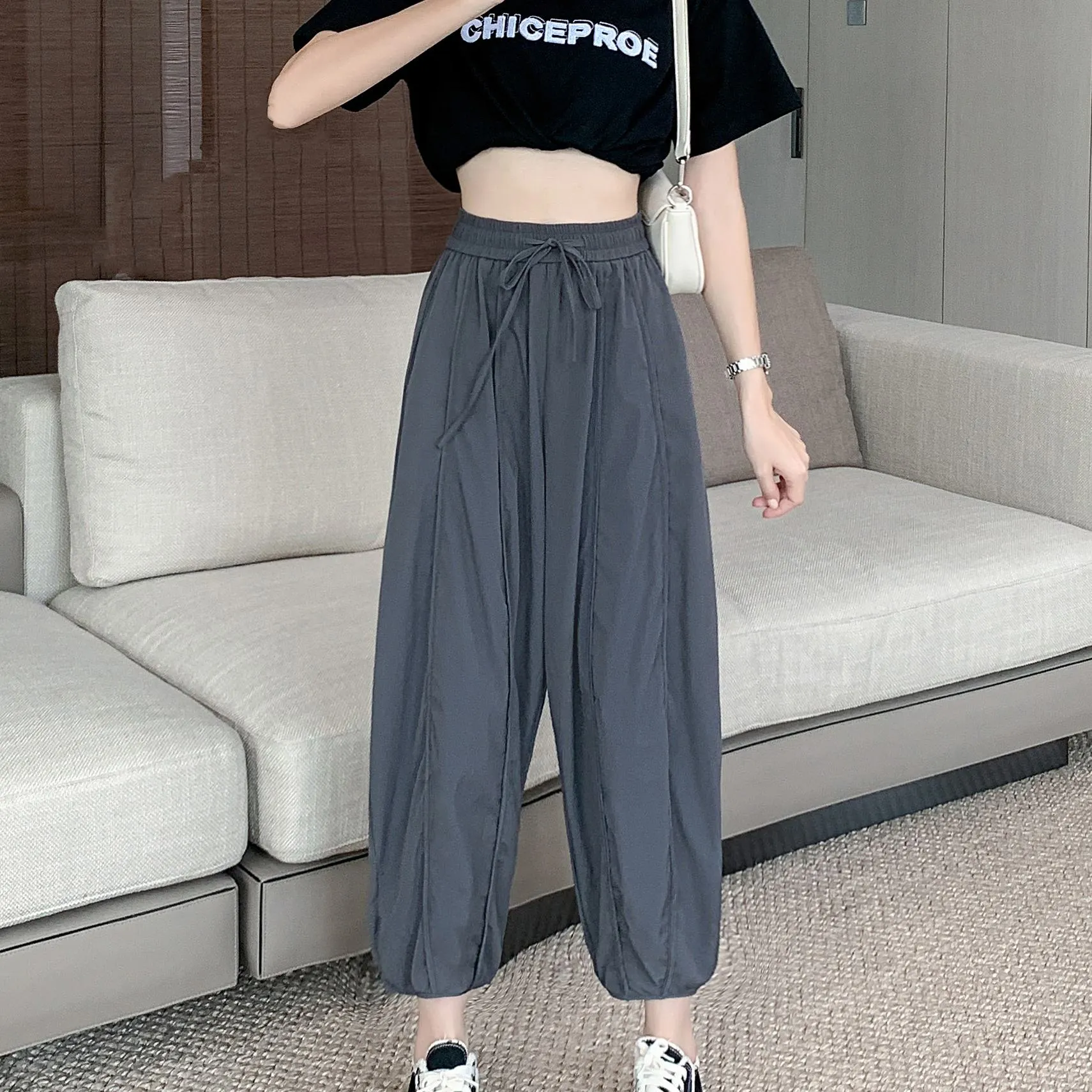 Wide Leg Slimming High-Waisted Loose Fit Thickness Casual Tapered Pants