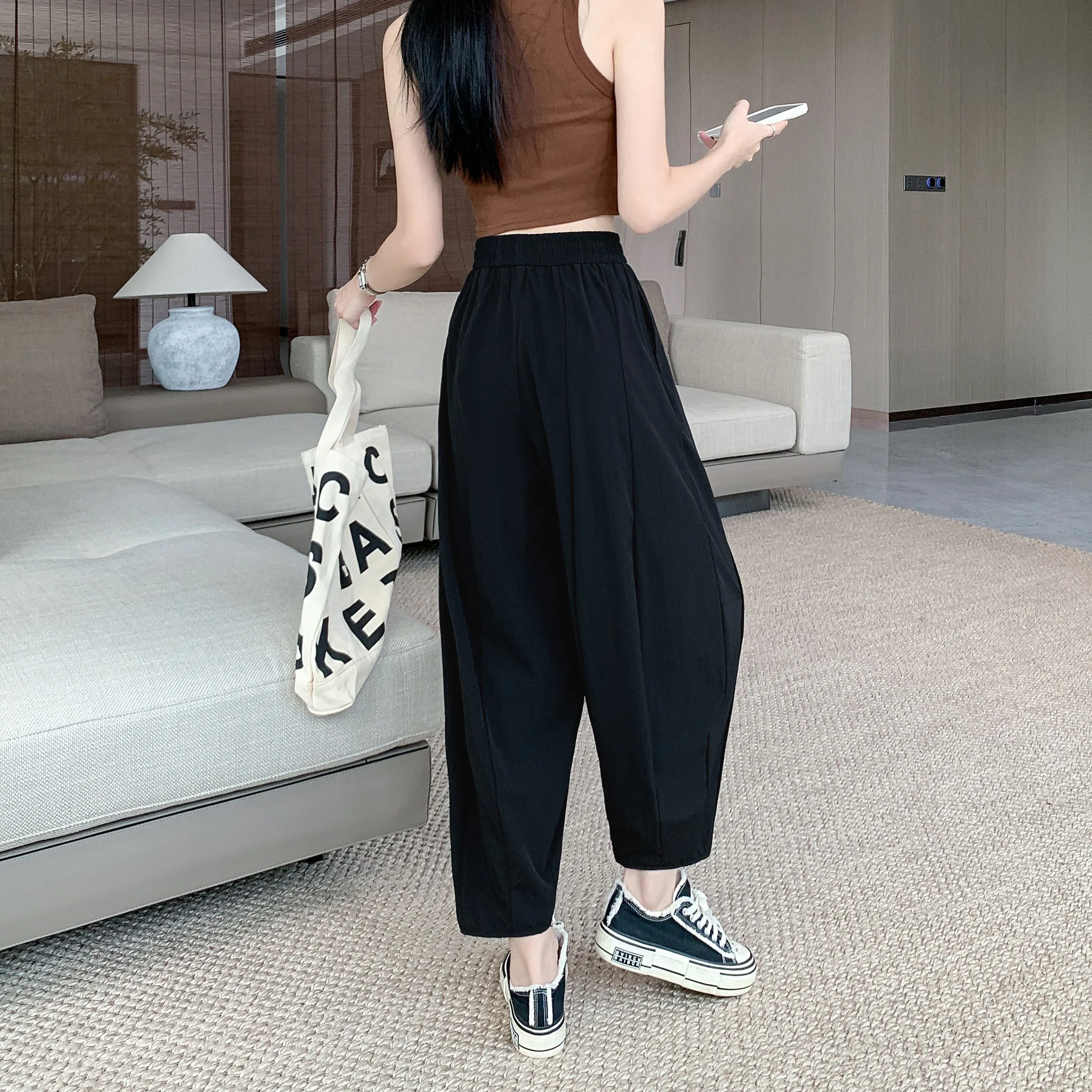 Wide Leg Slimming High-Waisted Loose Fit Thickness Casual Tapered Pants