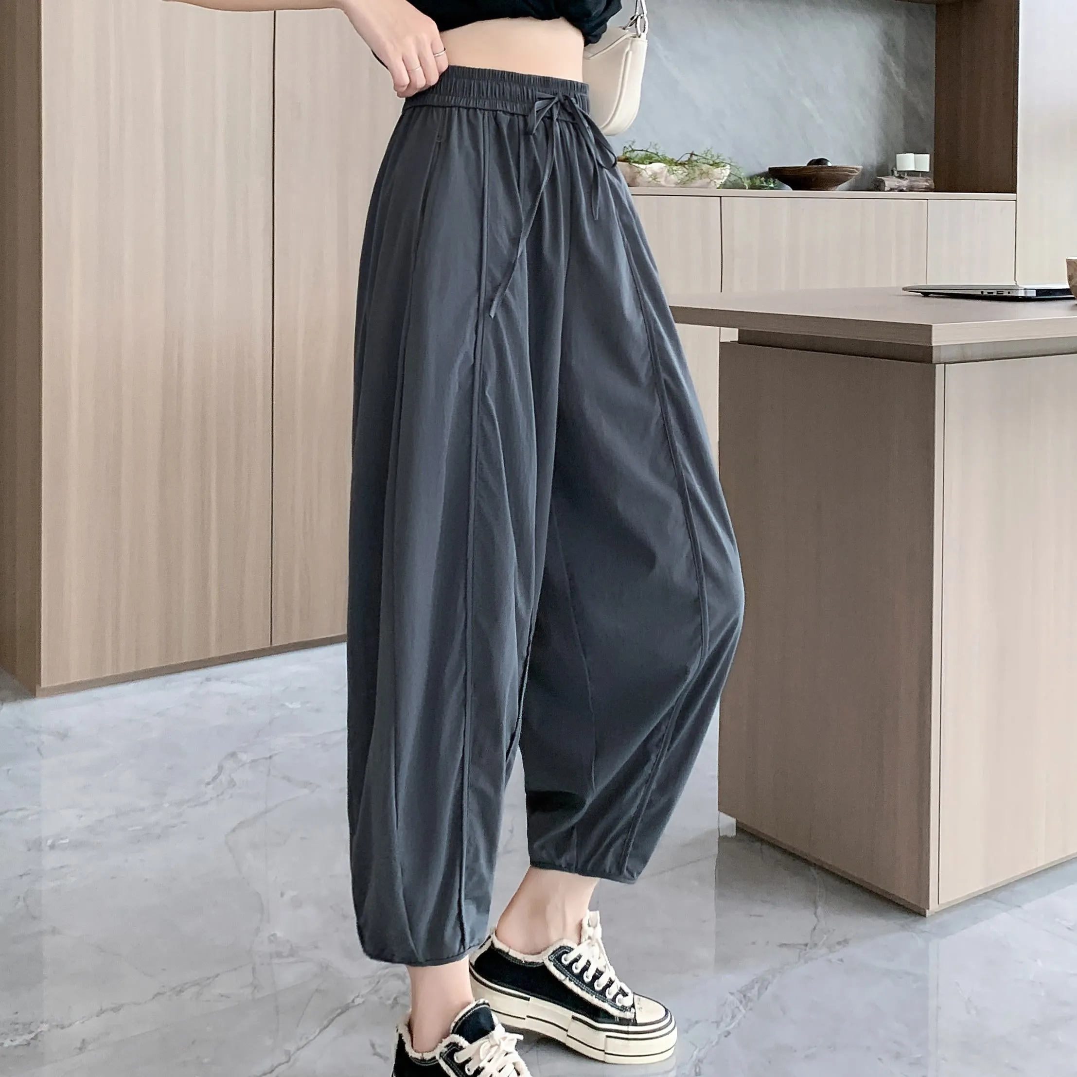 Wide Leg Slimming High-Waisted Loose Fit Thickness Casual Tapered Pants