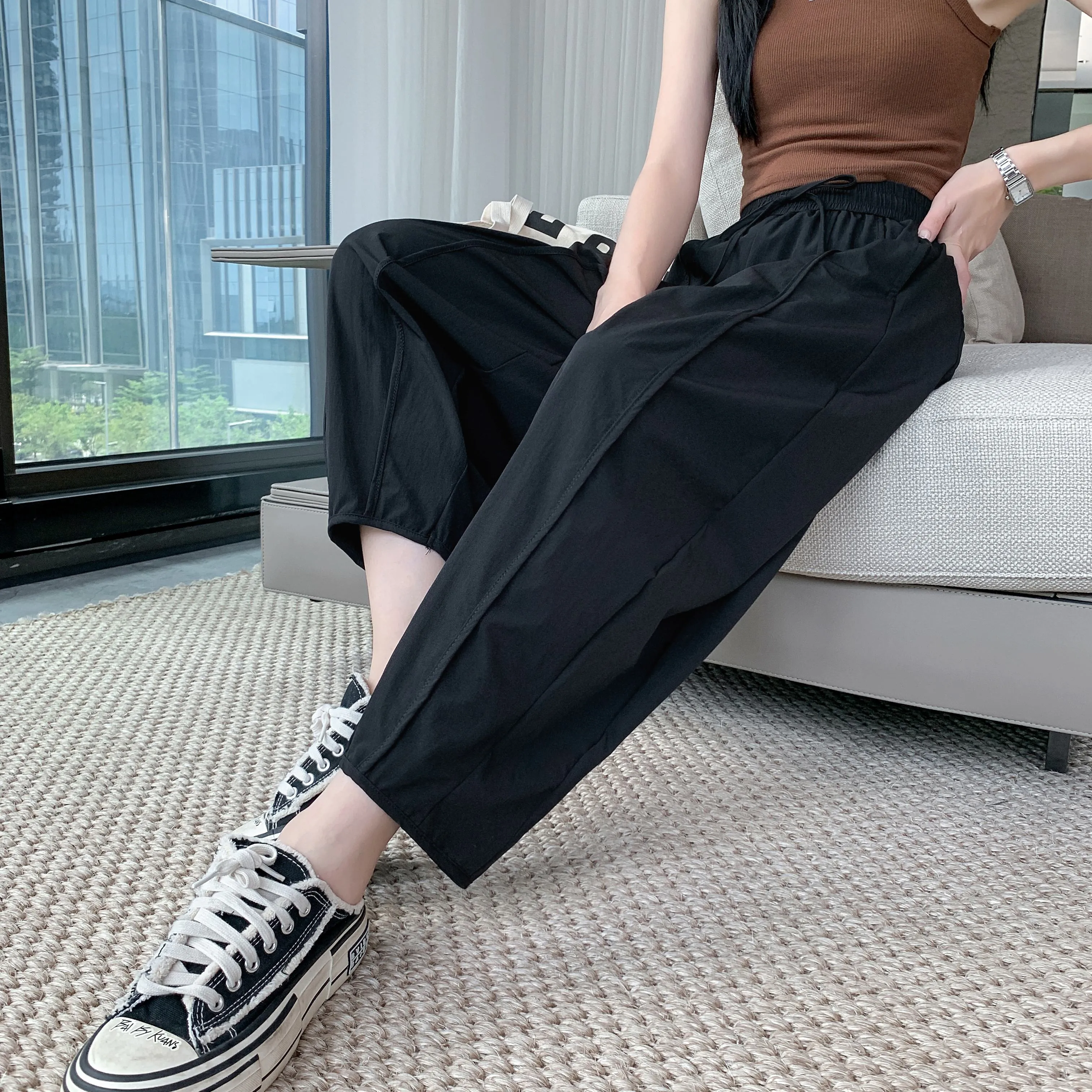 Wide Leg Slimming High-Waisted Loose Fit Thickness Casual Tapered Pants