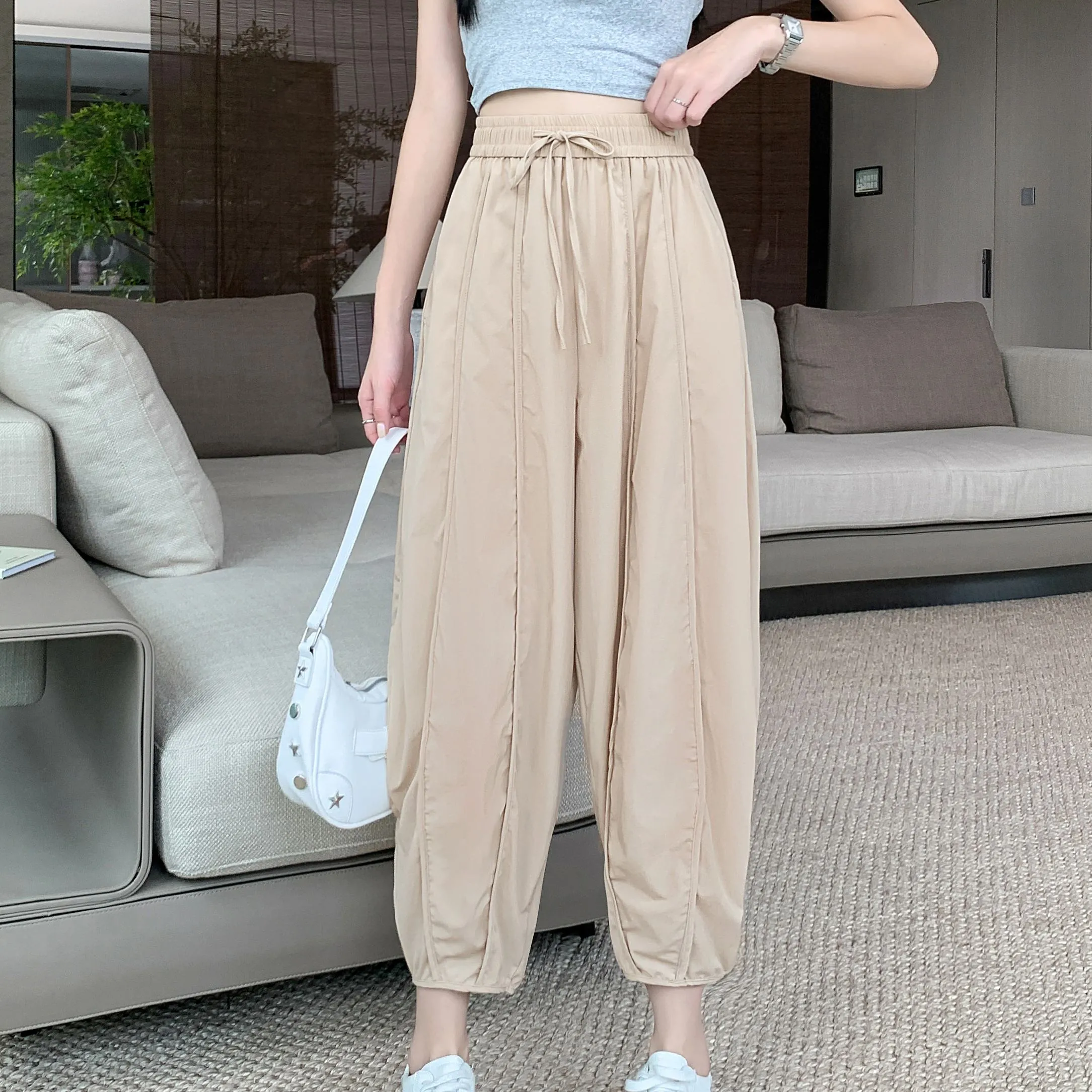 Wide Leg Slimming High-Waisted Loose Fit Thickness Casual Tapered Pants