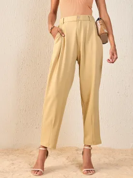 Women Beige Tapered Pants