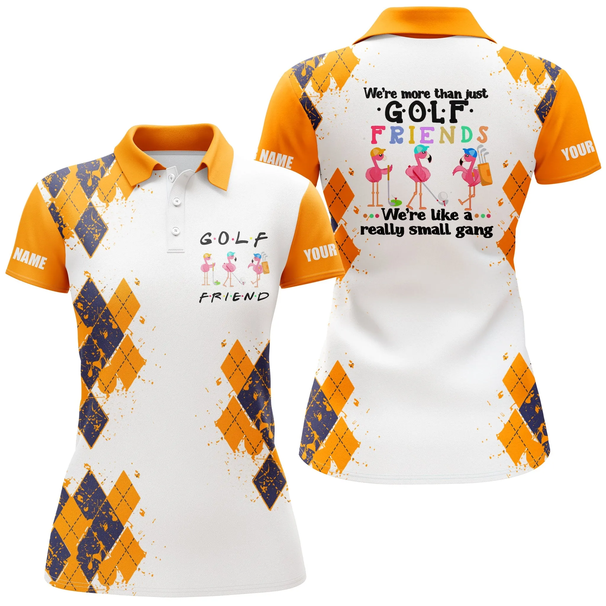 Women Golf Multicolor Polo Shirt We're More Than Just Golf Friends Flamingo Custom Name Funny Golf Shirt