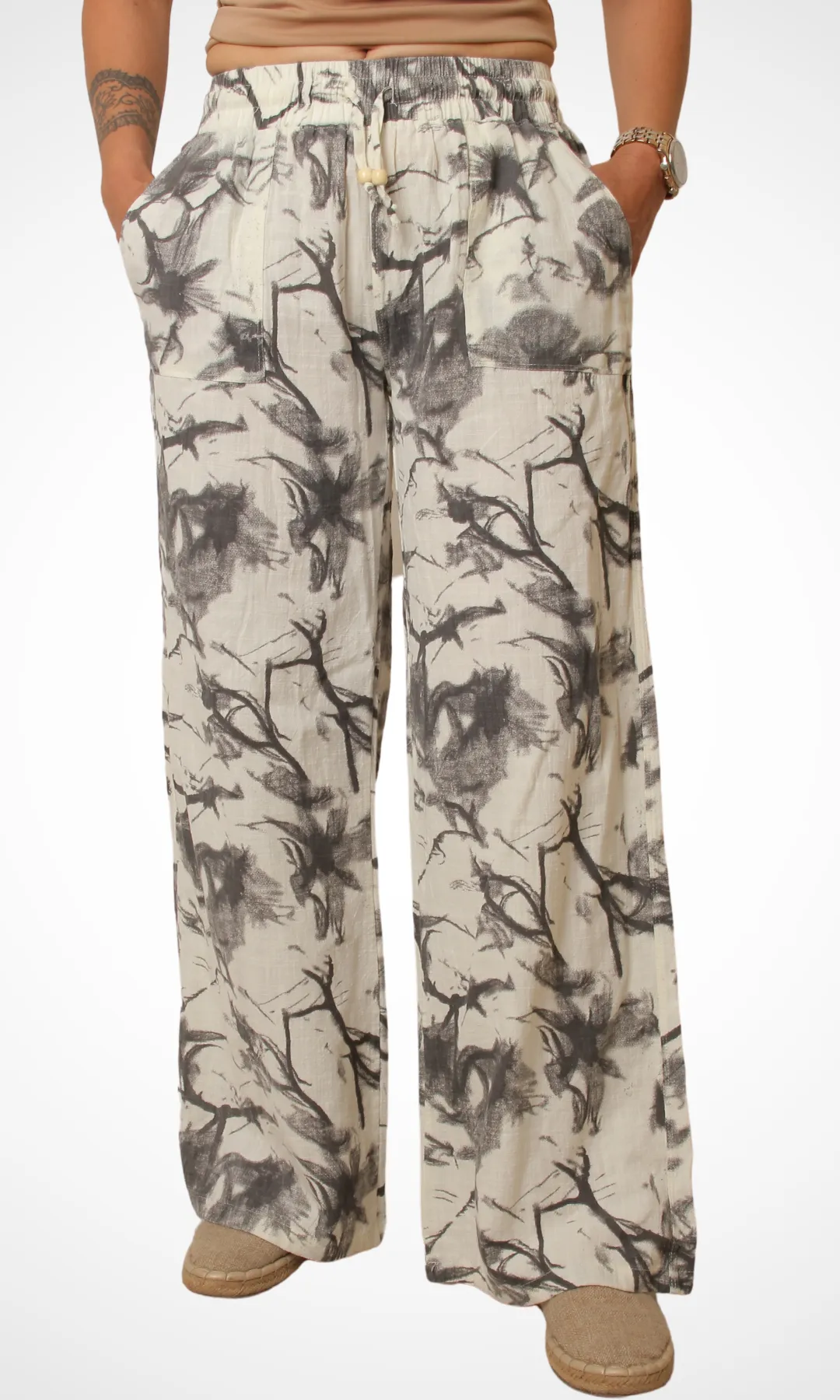 Women Linen Pant (Off White)