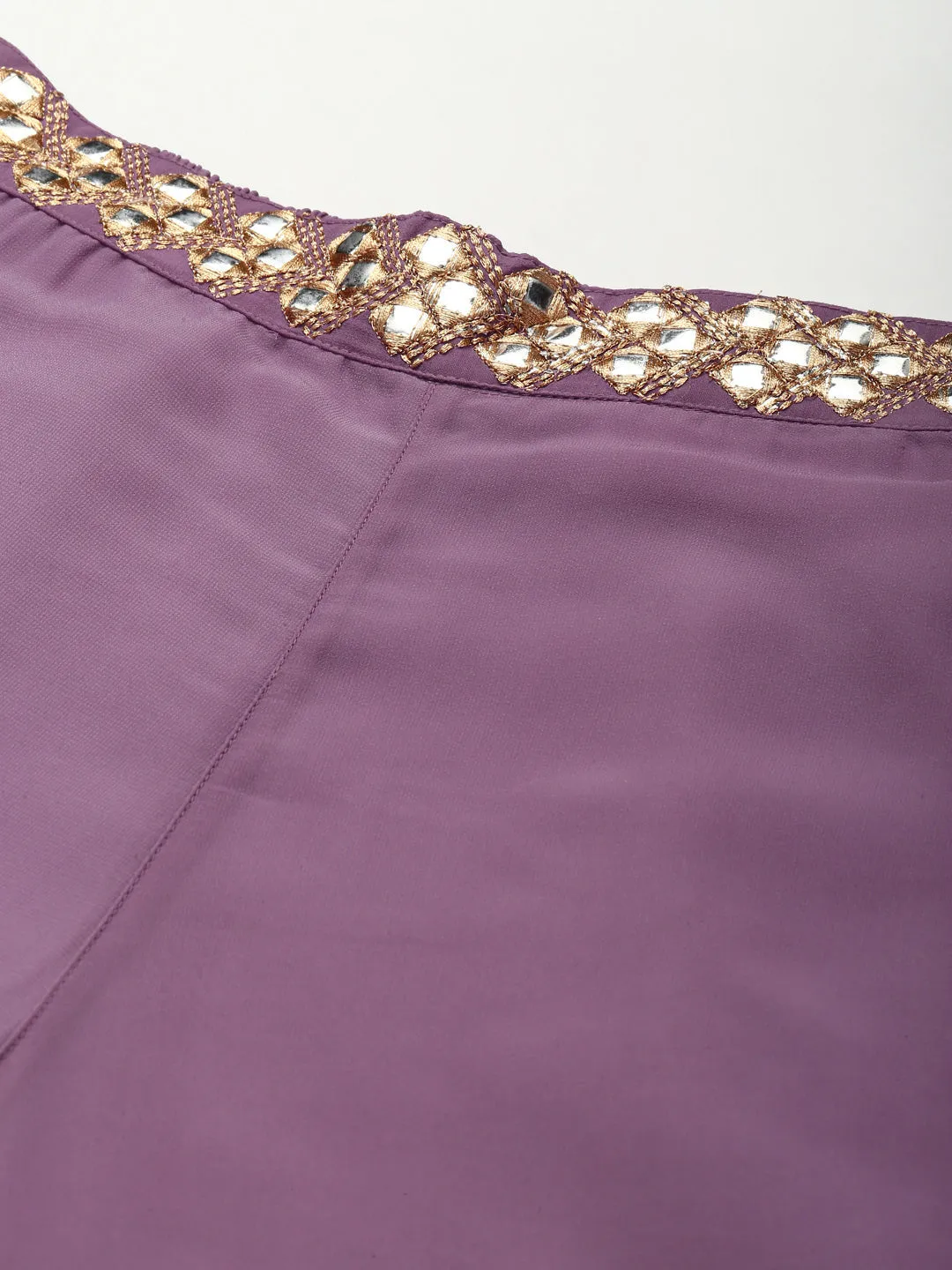 Women Purple Embroidered Waist Flared Sharara Pants