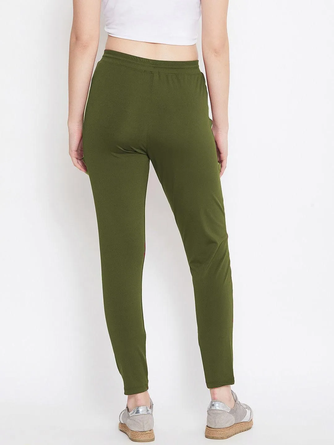 Women Solid Olive Track Pants