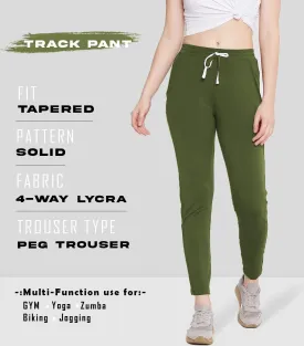 Women Solid Olive Track Pants