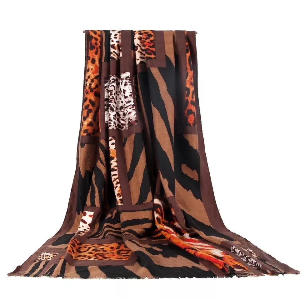 Women's Animal Pattern Scarf Long Large Animal Print Shawl Wrap