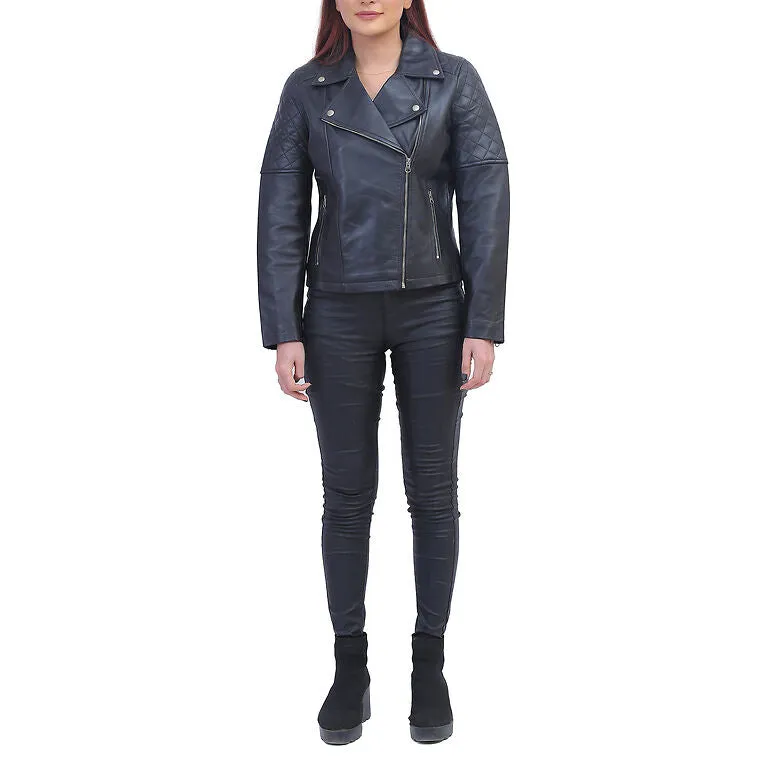 Womens Asymmetric Black Quilted Jacket