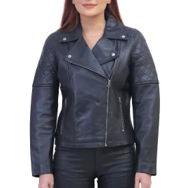 Womens Asymmetric Black Quilted Jacket